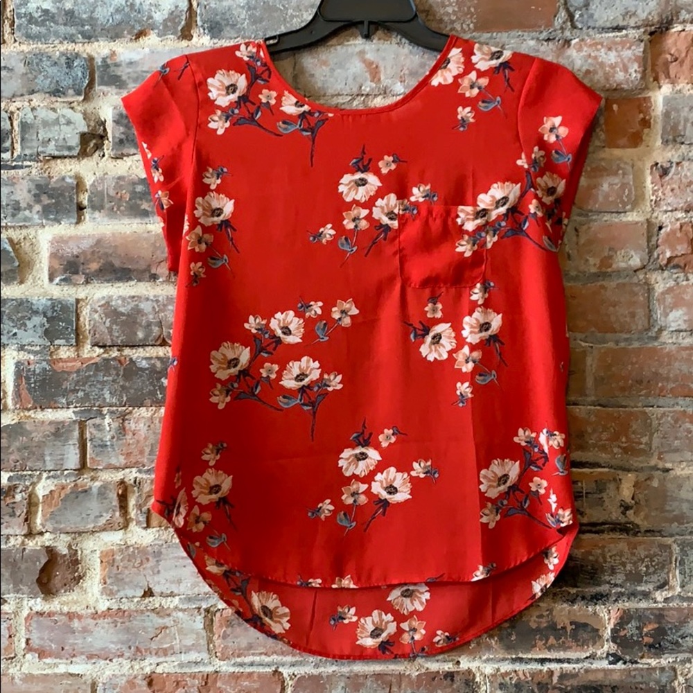 Gorgeous Ruby Blouse with Floral Pattern